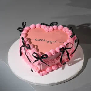 Heart Shape Ribbon Cake