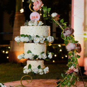 3 Tier Floral Chandelier Cake for Wedding