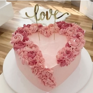 Cute Heart Shape Anniversary Cake