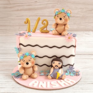 Teddy Half design Cake